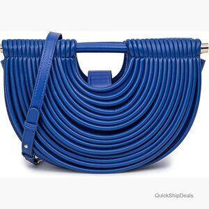 PU Vegan Soft Leather Woven Evening Clutch Purse Crossbody Bag